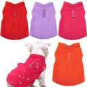 4 Pieces Fabric Dog Sweater with Leash Ring Winter Fleece Vest Dog Pullover Warm Jacket Puppy Clothes for Puppy Cat Chihuahua(Small,Red, Orange, Rose, Purple)