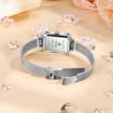 Taxau Watches for Women Small Face Womens Dress Watch Waterproof Ladies Watches Large Number Luxury Analog Quartz Square Dial Mesh Band Easy Read Rose-Gold/Silver Watch reloj para Mujer