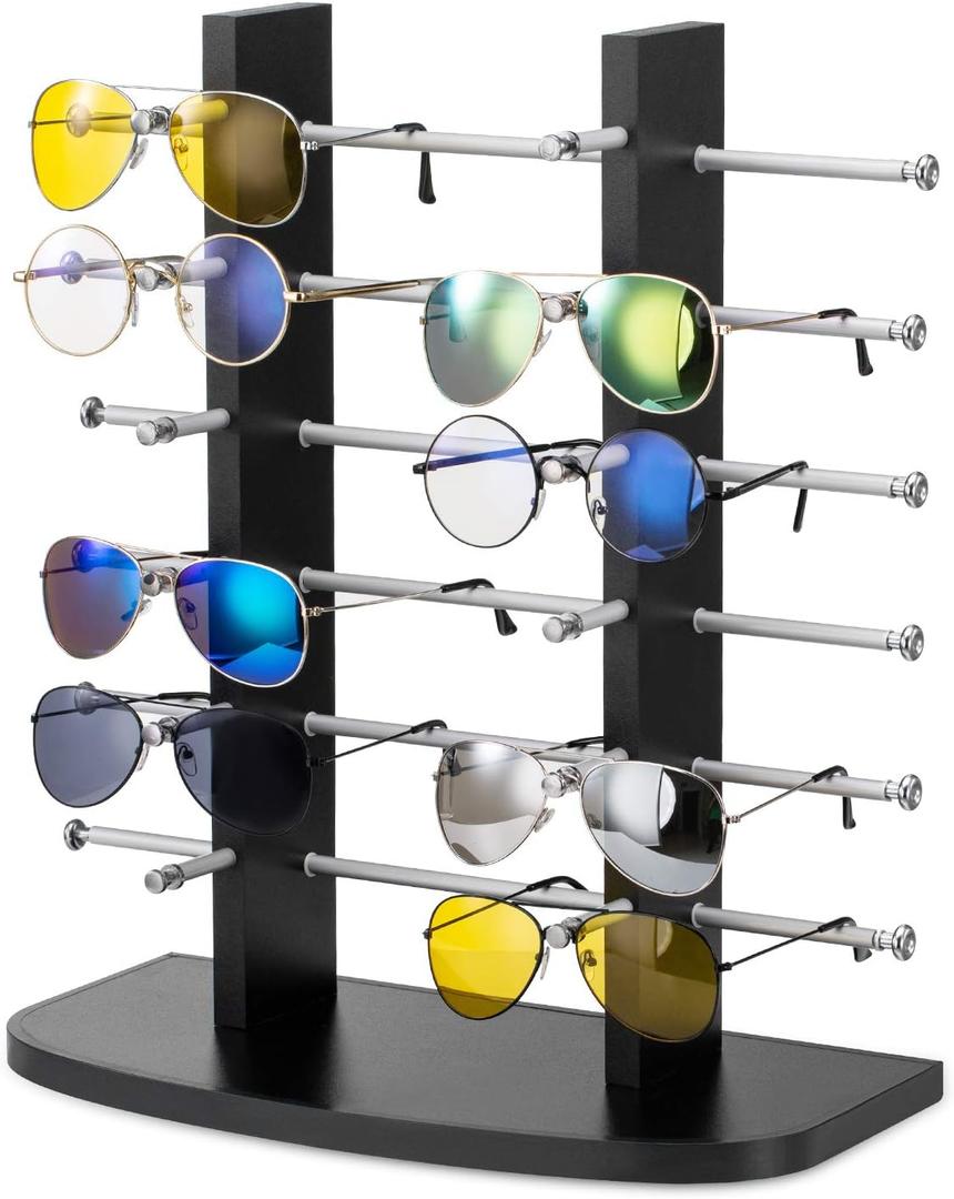 Polmart Sunglass/Eyewears Display Stand, Black, Double Towers, 12-Pair Capacity