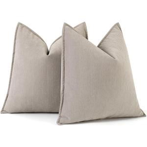 ZWJD Gray Pillow Covers 18x18 Set of 2 Chenille Pillow Covers with Elegant Design Soft and Luxurious Decorative Throw Pillows for Couch, Bed, and Home Decor