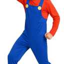 Morph Mens Plumber Costume, Red Plumber Brother Costume Mens, Funny Costumes for Men (X-Large)