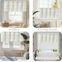 jinchan Ruffled Valance Curtain Slubbed Crossed Hatch Kitchen Valance Cottagecore for Living Room 18 Inch Farmhouse Voile Sheer Shabbychic Half Window Treatment Rod Pocket 1 Panel Off White