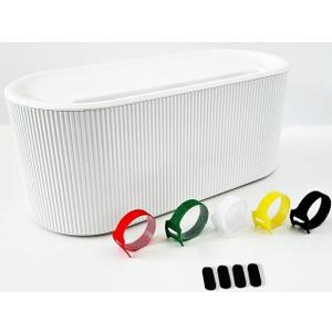 Cable Management Box with 5 Multicolored Cable Ties and 4 Antislip Pads | Cord Management Box 12.4" (L) x 5.1" (W) x 4.8" (H) Cord Organizer Box, Cable Organizer with Easy Access Holes