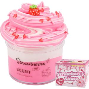 Strawberry Butter Slime, Scented Slime Kit, Kids Toys for Ages 5-7 8-13 Girls Boys, Squishy Sensory Toy Teen Girl Birthday Gifts, Cute Stuff Party Favors Stocking Stuffers for 4 6 9 10 11 12 Year Old