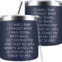 Funny Christmas Gifts for Dad Old Men Grandpa, 14 Oz Stainless Steel Tumbler Coffee Mug with Handle I Came I Saw I Forgot Gag Present Fathers Day Christmas Gift Idea, Navy Blue