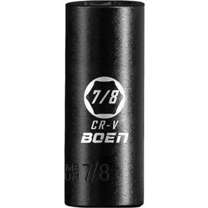 BOEN 3/8" Drive Deep Impact Sockets, Premium Impact Socket, 7/8" Socket, SAE, 6 Point,Cr-V Steel with Laser Marking - Strong and Durable