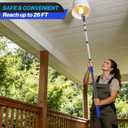 26FT Reach Light Bulb Changer for High Ceilings with Telescopic Extension Pole, 5-20Foot Light Bulb Extension Pole Changer with Baskets and Suction Cup for High Ceilings and Recessed Lights