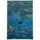 Vintage Monet Canvas Wall Art Famous Oil Paintings Monets Water Lillies Black Cat Poster Funny Cat Floral Print Abstract Farmhouse Gallery Aesthetic Room Decor for Bedroom Bathroom 24x36in Unframed