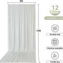 12 Panels 5x12ft Ivory Backdrop Curtains for Parties, Wrinkle Free Polyester Ivory Photo Backdrop Drapes 12 ft Long Back Drop Cloth for Wedding Birthday Photography Background Party, 5ftx12ft_12 Panels