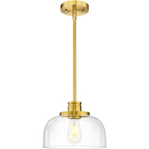 Emak 10 Inch Pendant Lights Kitchen Island, Brushed Gold Pendant Light Fixtures with Clear Glass Shade, Modern Island Lights for Kitchen, Dining Room, Bathroom, PL131-BGD-CG