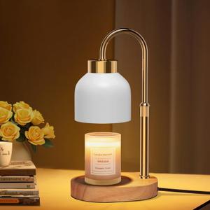 Candle Warmer Lamp, with Timer Dimmer and 2 Bulbs, Height and Brightness Adjustable, Modern Electric Wax Warmer for Women Mom, Best Birthday and House Warming Gift for New Home Decor (White)
