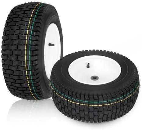 16x6.50-8 Lawn Mower Tires with Rim, Natural Rubber Turf Tire for L120 G100 G110, 145 190C Tractor, LA130 LA140 LA150 X140 X166 E170 | 3"Offset | Bore ID 3/ 4" | 4 Ply Tubeless 2PCS 16x6.50-8 Lawn Mower Tires with Rim, Natural Rubber Turf Tire for L120 G100 G110, 145 190C Tractor, LA130 LA140 LA150 X140 X166 E170 | 3"Offset | Bore ID 3/ 4" | 4 Ply Tubeless 2PCS