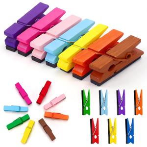 50Pcs Multicolored Magnetic Clips, Colorful Magnet Wooden Photo Clips for Pictures, Fridge Magnets for Whiteboard Office Classroom, Small Magnetic Clothespins for Teaching Supplies Party Decorations