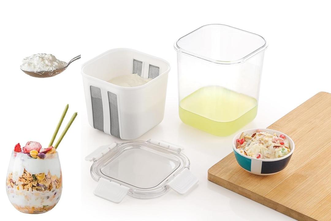Greek Yogurt Strainer, 1800ml Multi Yoghurt Maker Strainer with Fine Mesh Bag & Lid for Thick Greek Yogurt, Soybean Milk, Kefir, Berries, Soup, Fruit Juice, Coffee (1800 ml)