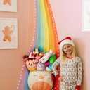 PUTSKA Nursery Furniture Hanging Organizer  Wall Mounted Stuffed Animal Storage for Baby Room, Corner Plush Collection Display & Nursery Organization System, Space-Saving Vertical Storage - Rainbow