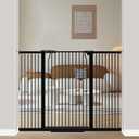 40.5" Extra Tall Baby Gate for Doorways, 54.8"-57.4" Extra Wide Pet Gate Pressure Mounted, Narrow Space Puppy Barrier Gates Indoor, No Drill Metal Safety Child Gate No Climb, Black