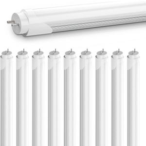CNSUNWAY 10-Pack T8 LED Tube Lights 4Ft, 18W 2400LM 6000K, Single or Double End Powered, Plug and Play or Ballast Bypass, Type A+B 4FT T8/T10/T12 Replacement for Garage Warehouse Lighting, Frosted