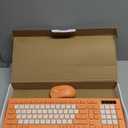 Wireless Keyboard and Mouse Combo, Full-Sized Wireless Keyboard and Adjustable DPI Mouse, 2.4GHz USB Receiver, Keyboard and Mouse for PC, Windows, Desktop, Laptop (Orange-B)