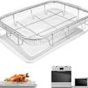 Air Fryer Basket Replacement, 2 Pieces Set 18.9''x13.1'' Food Grade Stainless Steel Air Fryer Replacement Tray Mesh Grill Roasting Rack Accessories for Convection Oven Air Fryer, Dishwasher Safe