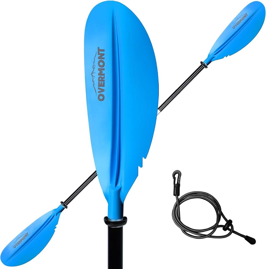 Overmont Kayak Paddle 90.5in/230cm Heavy Duty Aluminum Alloy Lightweight Boating Oar for Inflatable Kayaks with Paddle Leash