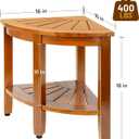18" Premium Teak Corner Shower Bench with Shelf, Solid Teak Shower Stool, Durable Waterproof Wooden Seat for Inside Shower, Teak Wood Bench for Bathroom, Indoor & Outdoor Use, 16" W X 16" D X 18" H