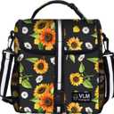 VLM Lunch Box for Women, Insulated Lunch Bag Women with Adjustable Shoulder Strap, Cute Lunch Tote Bag for Work,Picnic,Camping (Medium, Floral 7)