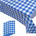 Yancorp 4 Pack Plastic Blue and White Checkered Tablecloths 54 x 108 Inch Picnic Table Covers Disposable Table Covers for Rectangle