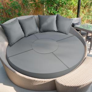 Patelai 66" Replacement Outdoor Daybed Cushion Cover Round Waterproof Fade Resistant Sun Bed Outdoor Cushion Cover Patio (Grey)