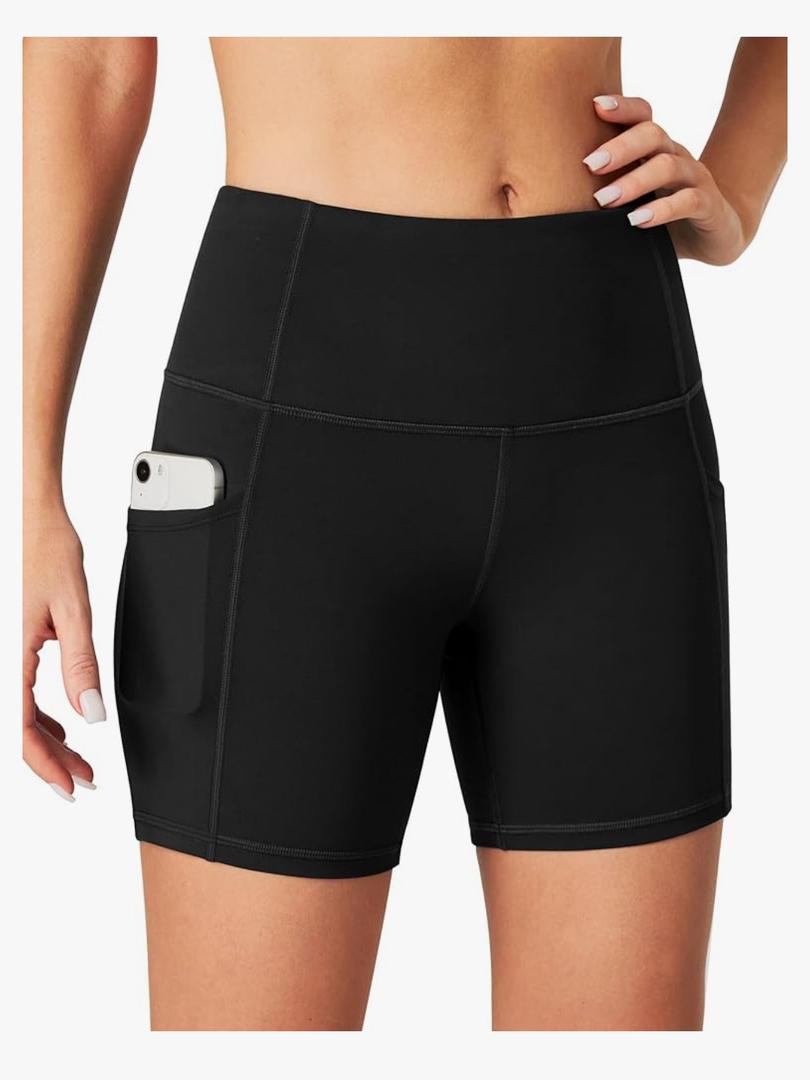 Biker Shorts Women Tummy Control 5" Workout Shorts Women with Pockets High Waisted Spandex Short for Gym Yoga, M