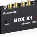 Fosi Audio Box X1 Phono Preamp for MM Turntable Mini Stereo Audio Hi-Fi Phonograph/Record Player Preamplifier with 3.5MM Headphone and RCA Output with DC 12V Power Supply