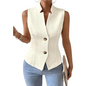 Mina Self Women's 2026 Summer Sleeveless Vest - Lightweight Knit Stretchy Trendy Casual Work Office Slim Fully Lined Tops (Beige, L)