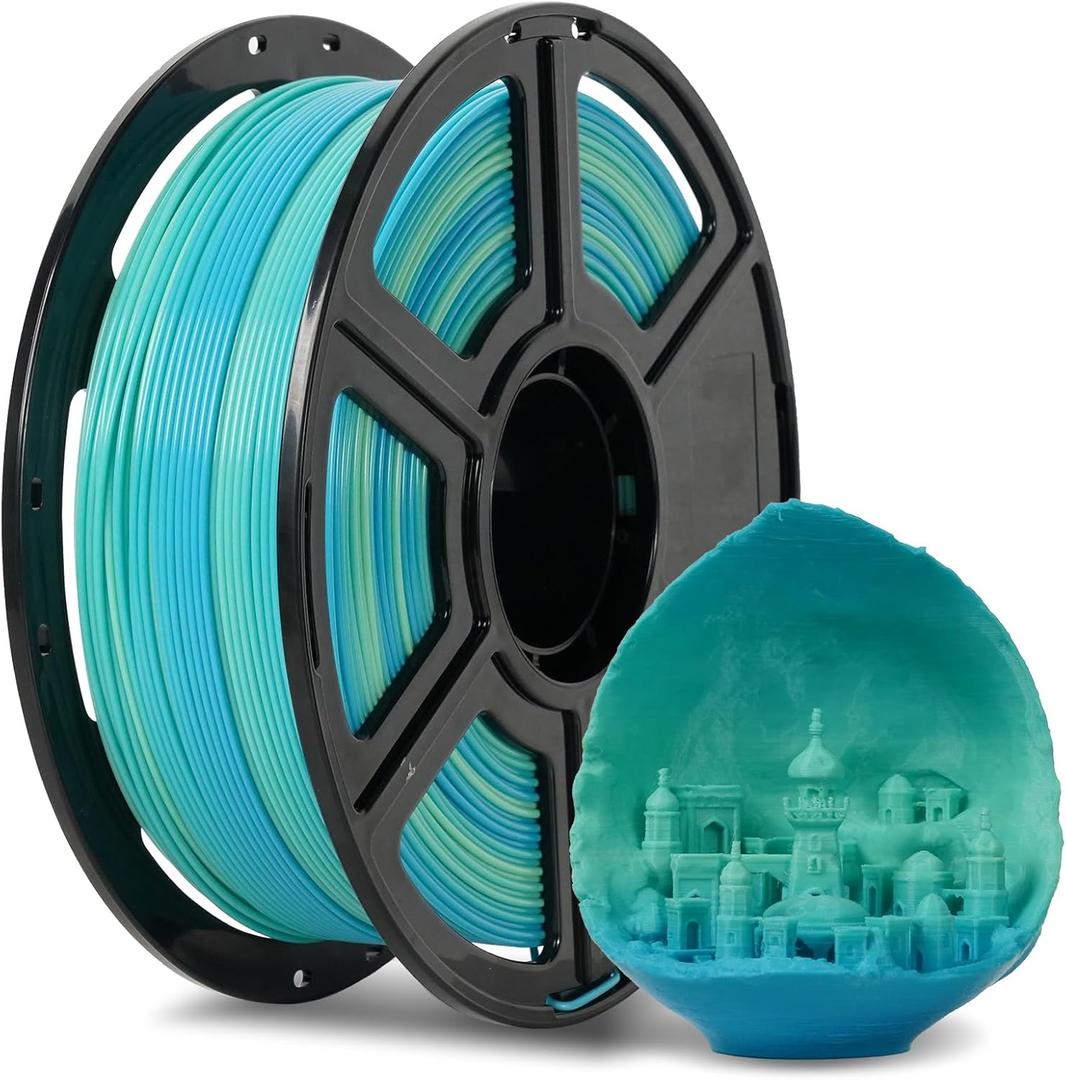 FLASHFORGE PLA Filament 1.75mm +/- 0.02mm Blue to Yellow Gradient, Smooth Color-Changing 3D Printer Filament 1kg (2.2lbs) Spool, 3D Printing Filament Easy to Use and Fits for Most FDM 3D Printers (Blue Yellow Gradient)