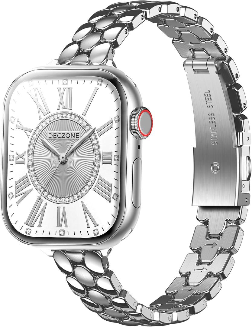 Narrow Metal Band Compatible with Apple Watch Bands 38mm 40mm 41mm 42mm 44mm 45mm 46mm 49mm, iwatch Thin Stainless Steel Bands Series 11 10 9 8 7 6 5 4 3 2 1 SE Ultra for Women