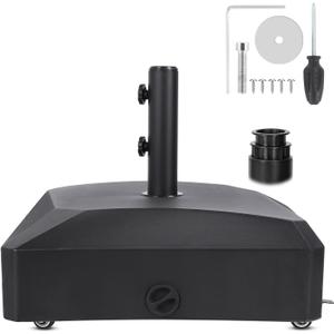 81 lb Water Capacity Patio Umbrella Base Heavy Duty with Wheels Square Market Stand for OutdoorPatio, Deck, Poolside2 Locks 2 Knobs. 81 lb Water Capacity Patio Umbrella Base Heavy Duty with Wheels Square Market Stand for OutdoorPatio, Deck, Poolside2 Locks 2 Knobs.