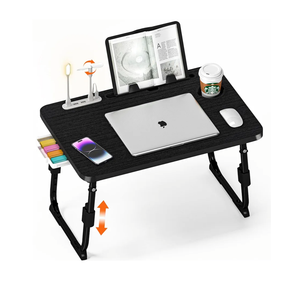 Laptop Desk for Bed Height Adjustable, Lap Bed Table with USB/Storage Drawer/Cup Holder/Tablet Stand/Book Shelf, Foldable Breakfast Tray Portable for Reading Writing, Sofa & Floor, Black