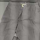 Men's Linen Pants Casual Cargo Pants with Pockets Lightweight Elastic Waist Drawstring Pants Baggy Beach Pants 3XL