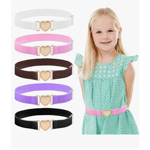 Kids Girls Belts, Adjustable Elastic Toddler Belts with Heart Buckle, Kids Heart Stretchy Belt for Girls Boys