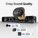 Nylavee Sound Bar - Hi-Fi Stereo Soundbar with Subwoofer, 80w Peak Power, Deep Bass Boost, 16-inch Small Bluetooth Sound Bar with HDMI-ARC, Coaxial, AUX Connection for TV, Computer, Projector