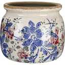 Ninehaoou Vintage Planter Large Ceramic Plants Pot Blue Red Peony Ice Crack Cottage Scroll Vase Flower Vase Pot Indoor Plants Home Kitchen Decor Farmhouse Antique Decorative Gifts