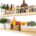 BGMG Wood Floating Shelves 36 inch, Wide Rustic Wooden Wall Shelves for Bathroom Living Room Bedroom Kitchen Farmhouse Set of 2-36x 6.7 x1.25 inch- DIY-Unfinished