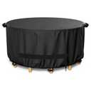 LBTING Round Patio Furniture Cover, Outdoor Table Chair Set Covers 48Dia x 28H Inches, 420D Waterproof Windproof Dust-proof UV-Resistant Furniture Cover - Black