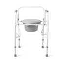 Medline Adjustable Steel Drop-Arm Bedside Commode, Portable Bedside Toilet, 350 lb Weight Capacity Removable 7.5 QT. Bucket, Toilet Chair For Elderly, Tool-Free Assembly