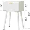 Night Stand, White Nightstand with Fluted Doors, Small Modern Mid-Century Bedside Table for Bedroom, End Table for Living Room