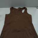 GEMBERA Womens Scoop Neck Sleeveless Racerback Ribbed Knit Slim Fitted Basic Tank Top Shirt (Large, Brown)