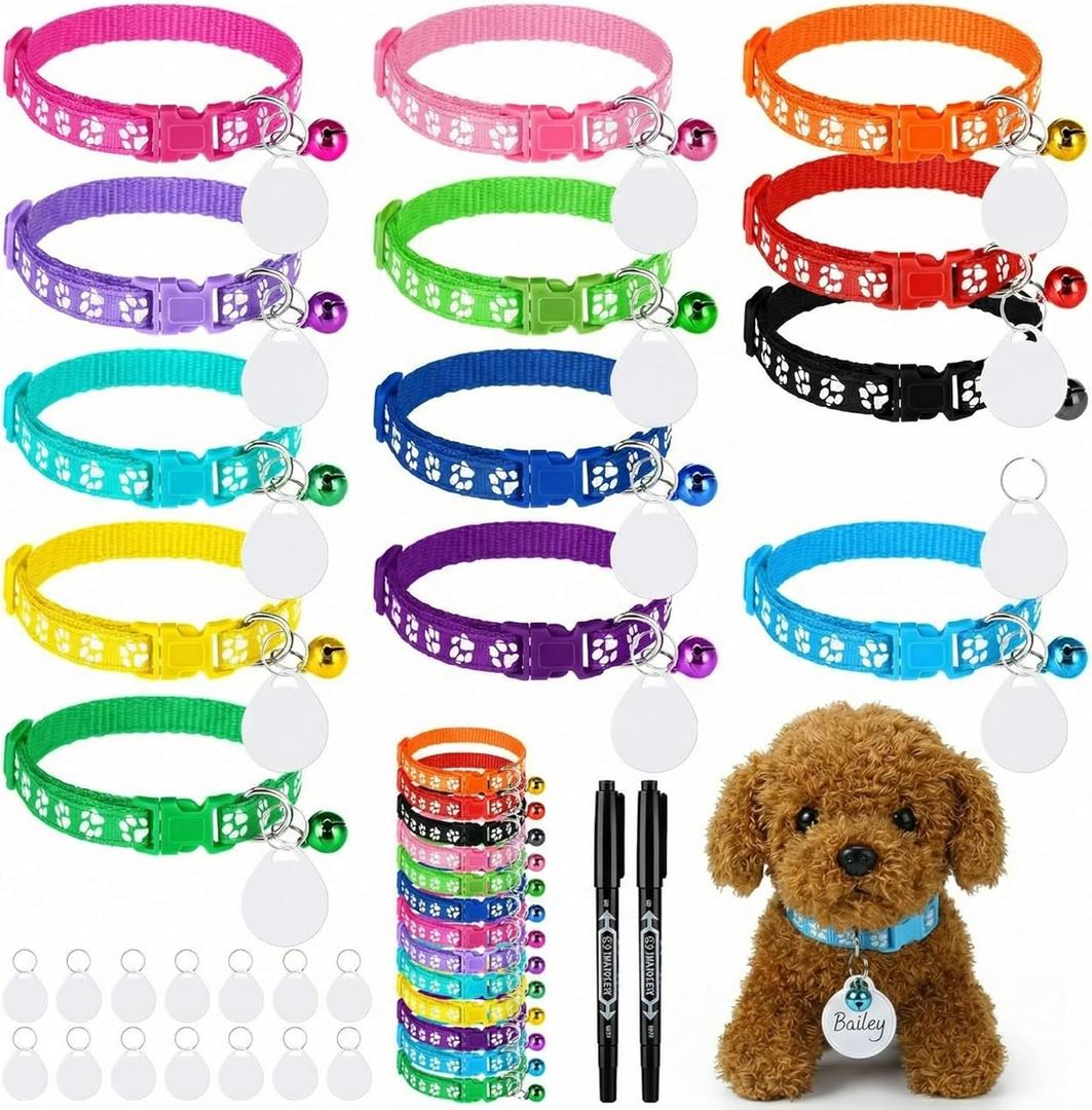 50 Pcs Adopt a Puppy Pet Party Favors Puppy Adoption Party Supplies 24 Adjustable Dog Collars with 24 ID Card for Pet Birthday DIY Craft