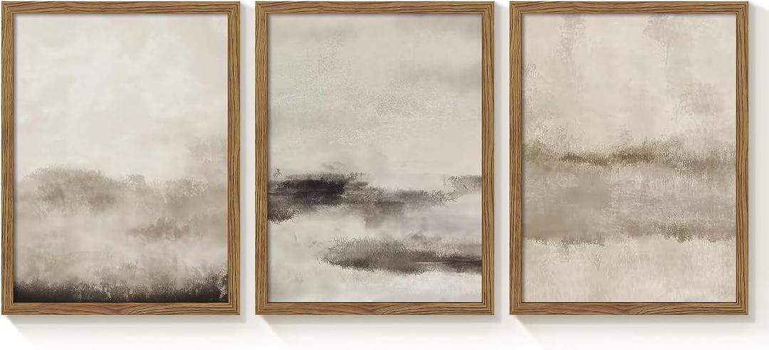 3 Piece Large Abstract Framed Wall Art, Neutral Beige Modern Art Wall Decor, Contemporary Minimalist Canvas Prints, Watercolor Paintings for Living Room Bedroom Dining Room Office 16x24 Inch