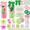 92 Pcs Witch and Princess Party Favors, Green and Pink Hair Accessories Set for Girls, Green Pink Hair Accessories Bulk include Bow Hair Clip Hair Scrunchies Elastic Hair Band for Birthday Party Gifts