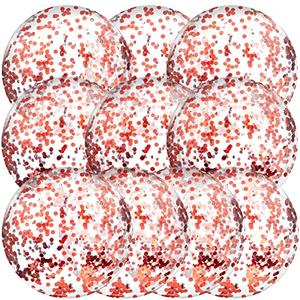 Civaner 10 Pcs Inflatable Glitter Beach Balls 16 Inch Large Sparkly Confetti Pool Balls Clear Blow up Balloon Toys for Wedding Baby Shower Birthday 2026 New Year Party Decoration(Rose Gold,Glitter)