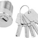 Jeriup Mortise Lock Cylinder, 1-1/4" (32mm), Satin Nickel, Brass Cylinder, Dimple Keyway, Door Replacement Lock with 5 Keys