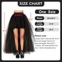 MisShow Women's Hi-Lo Long Tutu Tulle Bustle Skirt Elastic Waist Festival Party Skirt (White)